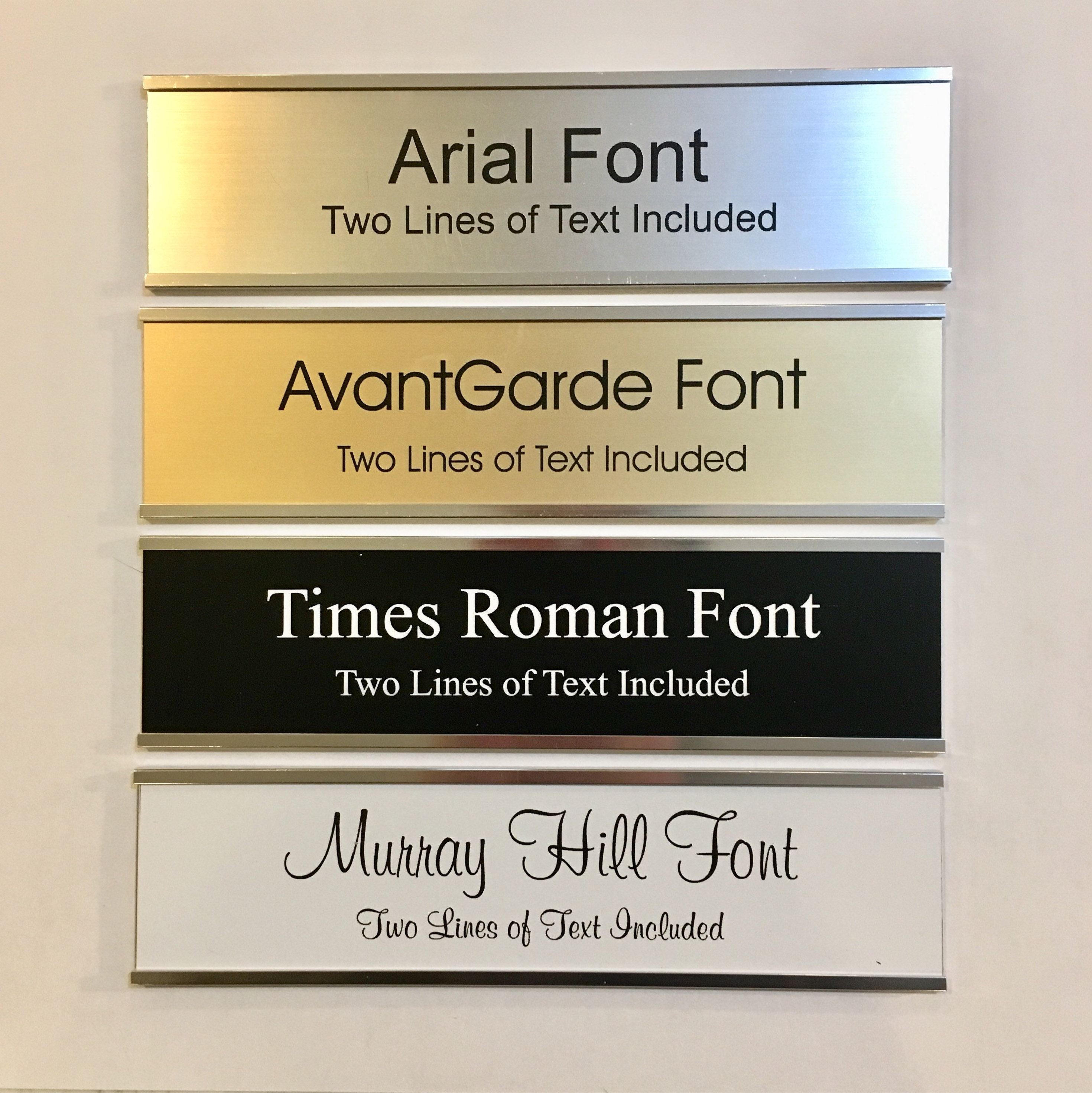 2&quot; x 8&quot; Laser Engraved Name Plate with Silver Aluminum Holder Adhesive Backed - Wall - Cubicle - Door - Flush Mountable
