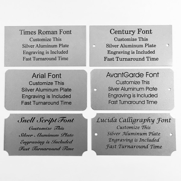 2"x4" Laser Engraved Silver Aluminum Plaque Black Letters Custom Personalized Plate Adhesive Backed - Trophy Award Gift Sign Label Wedding