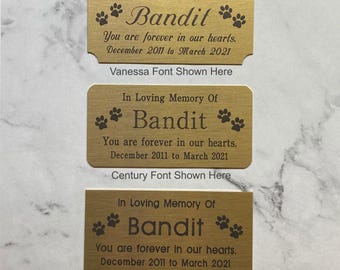 2&quot; x 4&quot; Solid Brass Pet Memorial Engraved Premium Urn Plate -Paw Prints- Personalized Memory Plaque -Customized Urn Marker- Black Letters