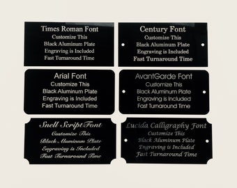 2"x4" Laser Engraved Black Aluminum Plaque Silver Letters Custom Personalized  Plate Adhesive Backed - Trophy Award Gift Sign Label Wedding