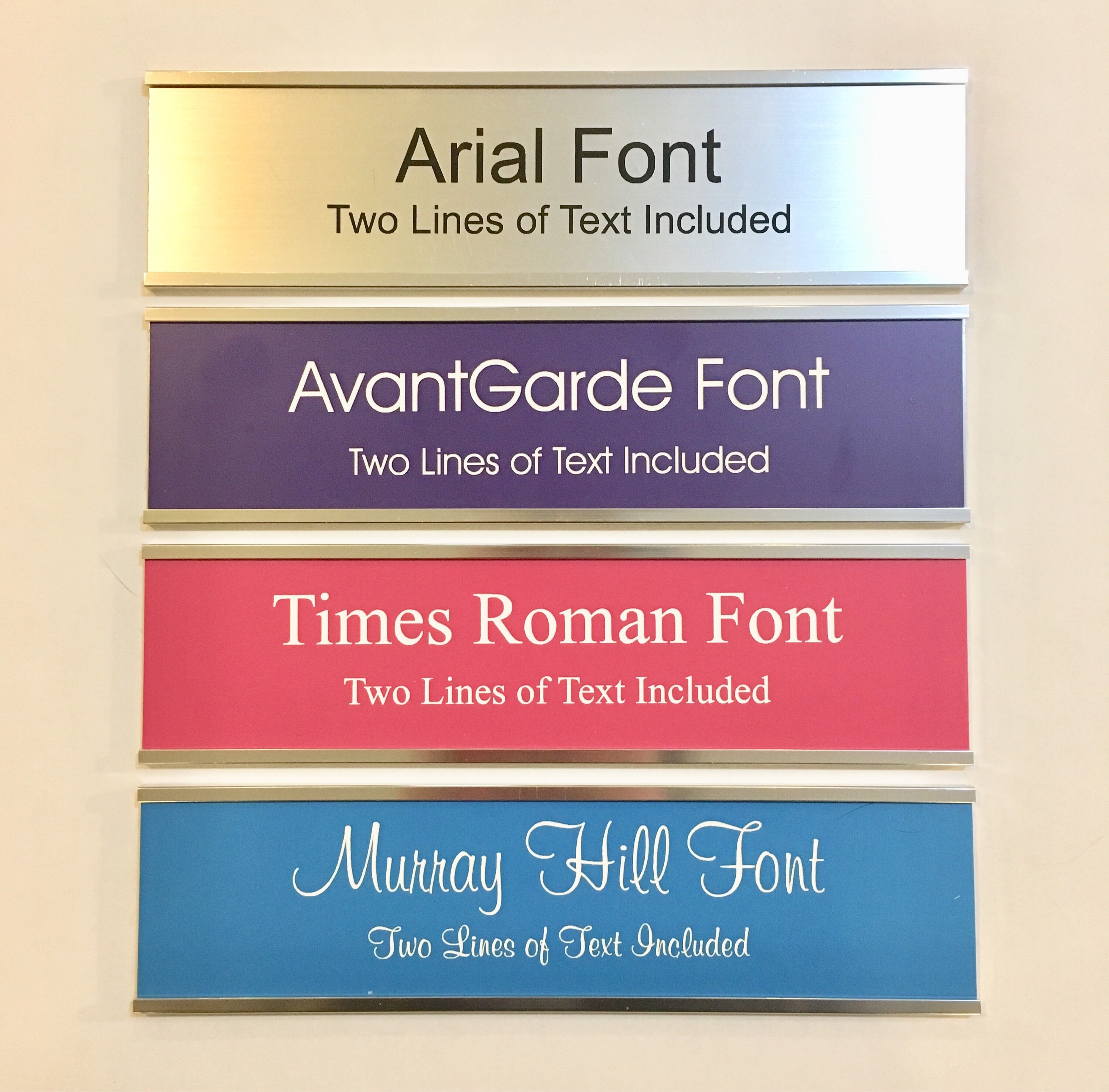 2&quot; x 8&quot; Laser Engraved Name Plate with Silver Aluminum Holder Adhesive Backed - Wall - Cubicle - Door - Flush Mountable