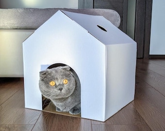 Casa de papelão para gatos: refúgio moderno para gatos, design ecológico