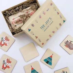 Juego de memoria de madera,Tarjetas de coincidencia personalizadas para niños,Tarjetas flash,Woodland Pre School Learning,Juguetes educativos,Regalo de 1er cumpleaños de Girl Boy