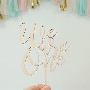 We Are One Cake Topper, Twins Cake Topper, Wooden Cake Topper, Joint Birthday Cake Topper, Various Colours.
