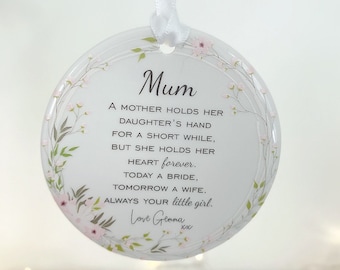 Personalised Mother of the Bride Ceramic Ornament: Floral Wedding Keepsake
