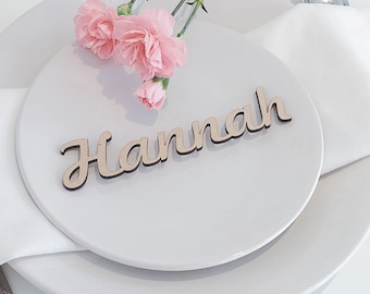 Wedding Place Cards, Wooden Place Names, Laser Cut Names, Wood Wedding Favors, Personalised Rustic Elegant Table Names Settings Gold Silver