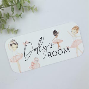 Personalised Ballerina Bedroom Door Sign, Name Room Sign, Dance Theme,Baby Nursery Décor, Kids Wall Hanging, Ballet Plaque,Girls Pink