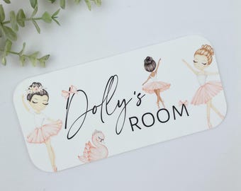 Personalised Ballerina Bedroom Door Sign, Name Room Sign, Dance Theme,Baby Nursery Décor, Kids Wall Hanging, Ballet Plaque,Girls Pink