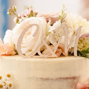 Personalised Initial Wedding Cake Topper, Wooden Cake Topper, Letter Cake Topper, Rustic Cake Topper, Various Colours