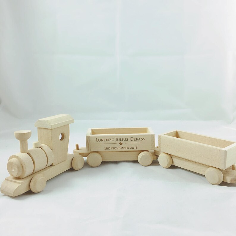 Personalised Wooden Toy Train Eco Friendly Traditional Image 0