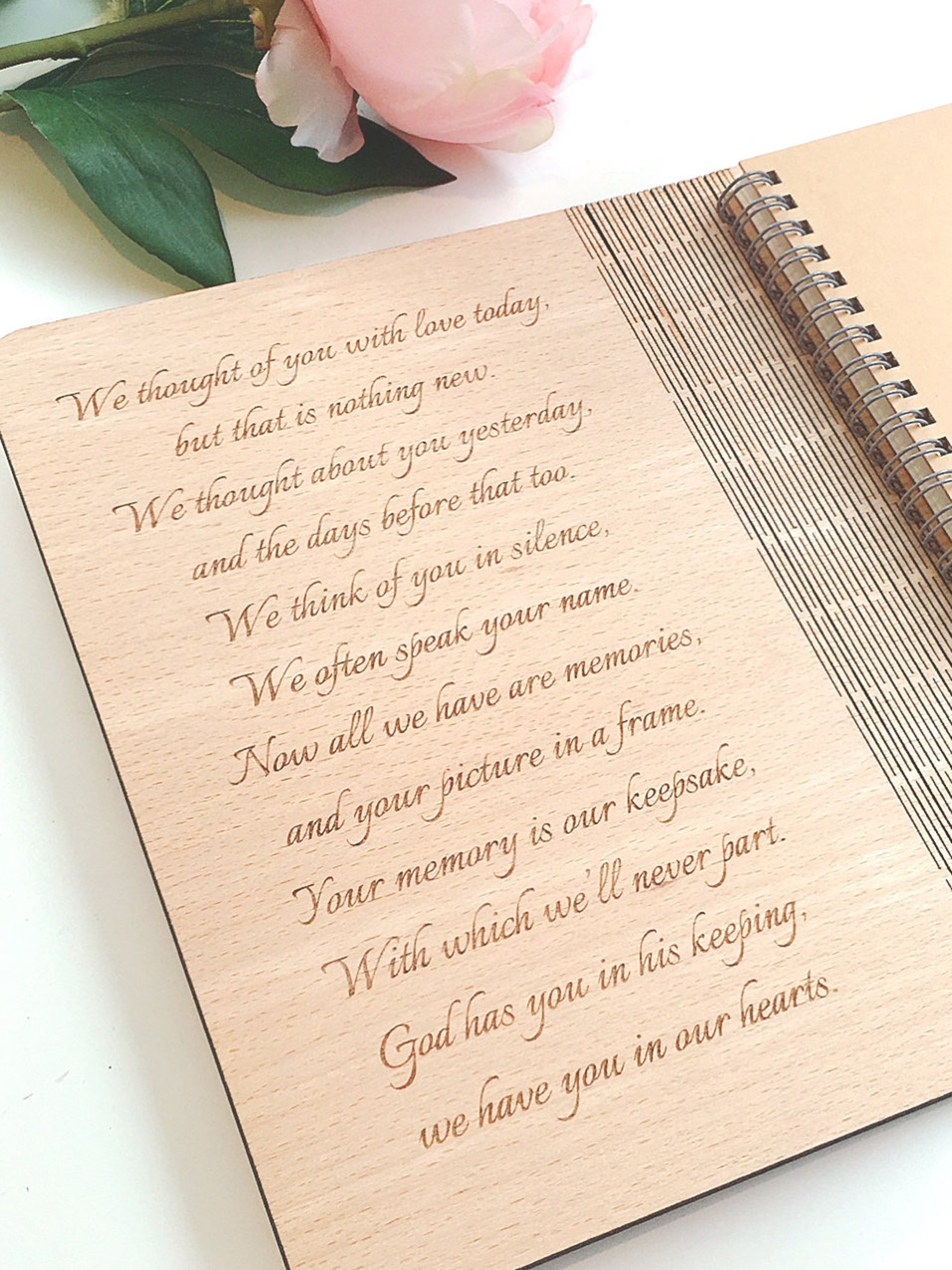 Personalised Wooden Memorial Book Book of Condolence Funeral Etsy