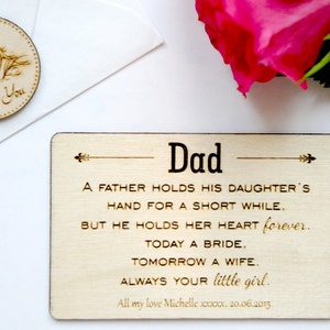 Personalised Wooden Keepsake Wallet Card - Dad Father of the Bride Wedding Gift