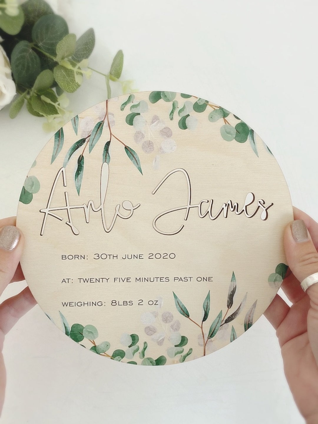 Birth Announcement Wooden Plaque, Personalised Nursery Sign, New Baby ...
