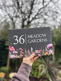 Meadow Flower Slate House Sign | personalised House Number Plaque | Garden Wildlife Door Sign | Outdoor Rustic Home Address Plate