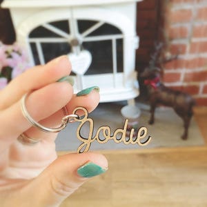 Wooden Place Names, Wine Glass Charms, Wedding Place Cards, Wood Wedding Favour, Laser Cut Names, Hen Party Gift, Name Keyring image 3