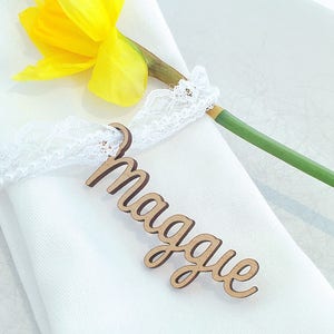 Wooden Place Names, Wine Glass Charms, Wedding Place Cards, Wood Wedding Favour, Laser Cut Names, Hen Party Gift, Name Keyring image 9