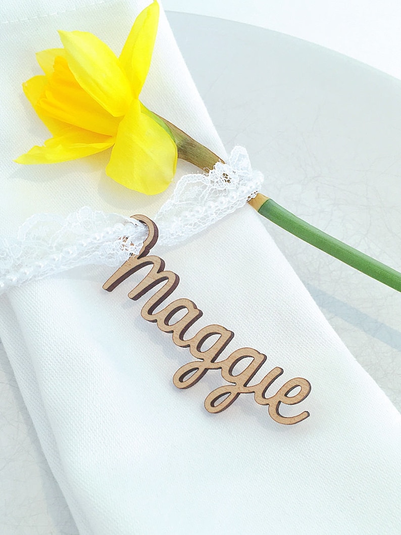 Wooden Place Names, Wine Glass Charms, Wedding Place Cards, Wood Wedding Favour, Laser Cut Names, Hen Party Gift, Name Keyring image 9