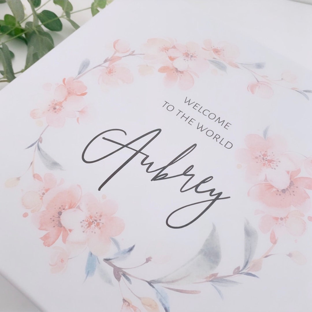 Personalised New Baby Girl Keepsake Box, Large Gift Box, Newborn Gift