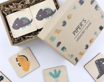 Wooden Memory Game, Personalised Matching Cards For Kids, Flash Cards, Dinosaur Pre School Learning, Educational Toys,Boys 1st Birthday Gift