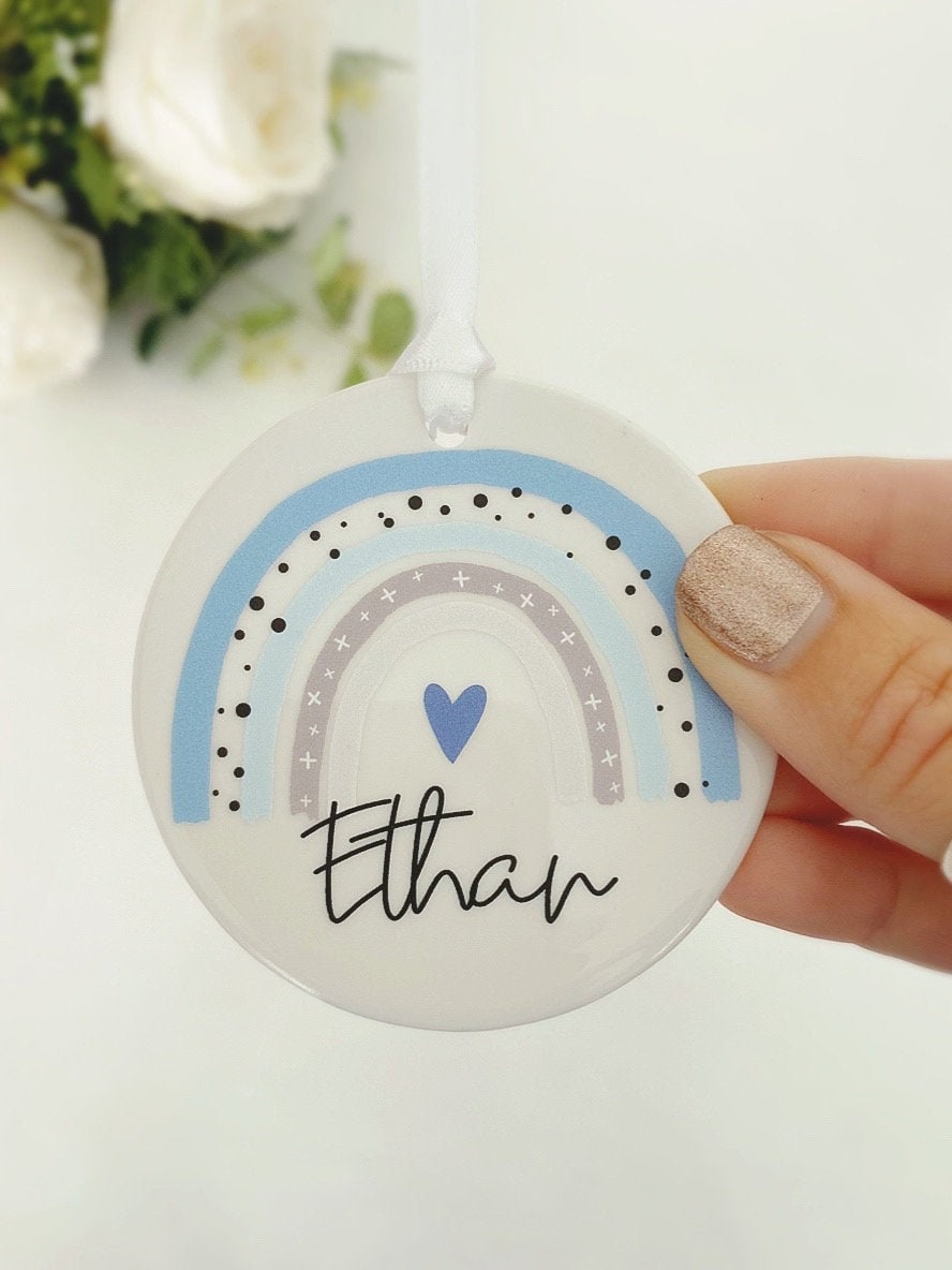 Personalised New Baby Gift, Newborn Keepsake Gift, Baby Boy Rainbow K…