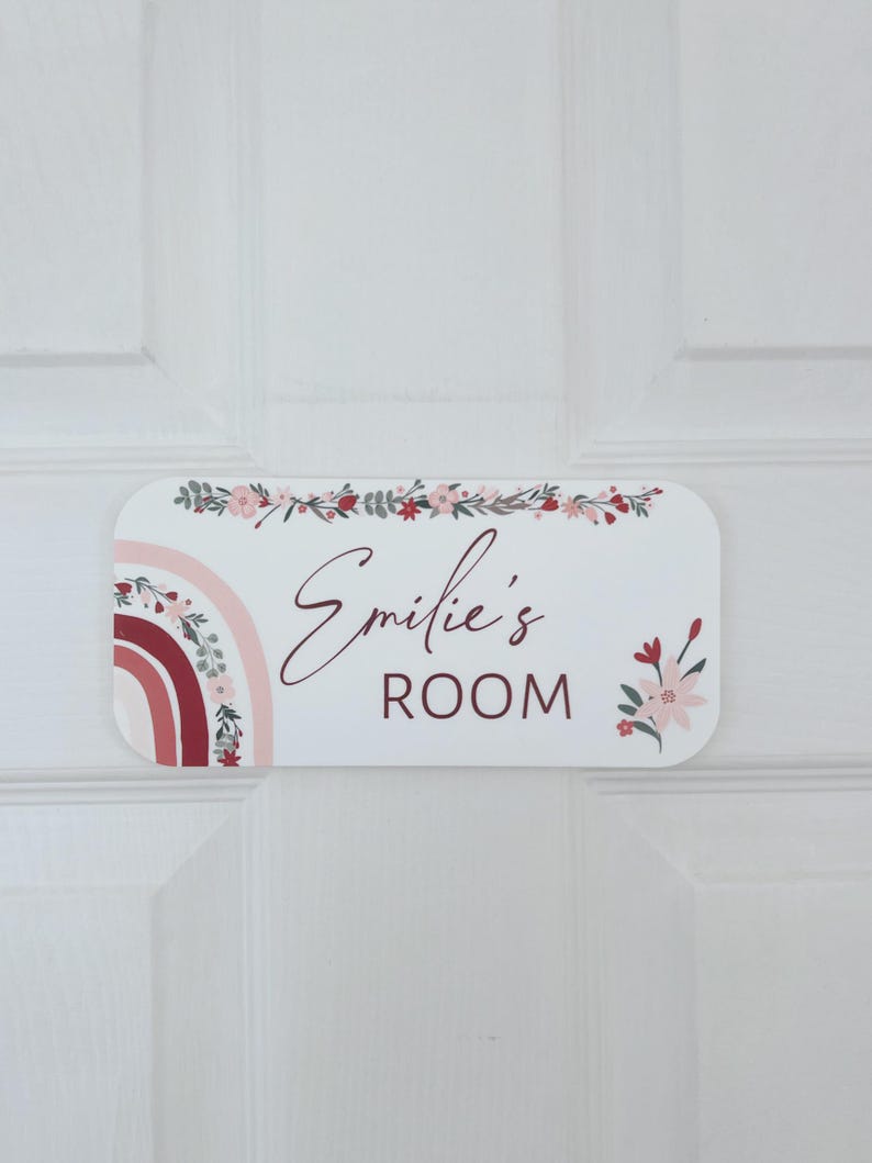 Personalised Rainbow Floral Room Sign - Acrylic Nursery Decor - Etsy
