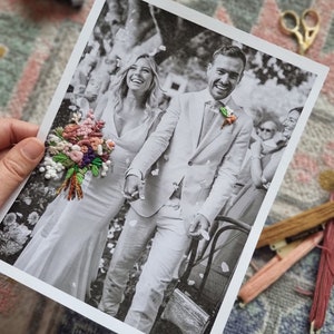 Custom made embroidery wedding photo on eco-friendly paper - personalised