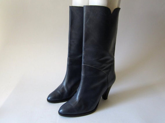 Vintage 1980s Gucci Blue Leather High Heel Boots