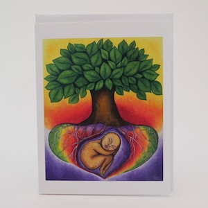 Cartão de gravidez, Arte de obstetrícia, Presente de chá de bebê, Presente de mulher grávida, Cartão da árvore da vida, Arte de nascimento, Presente de maternidade, Arte de nascimento espiritual