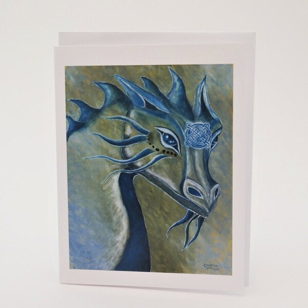 Dragon art card, Celtic Knot, Fantasy art card, Mythical Creatures art, Element of Air, Pagan Altar art, Fantastic Beasts, Air Dragon, East