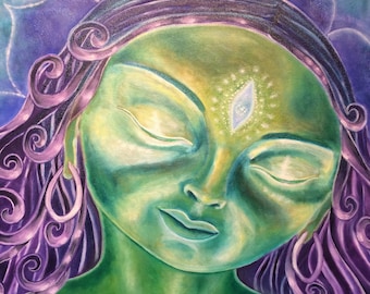Spiritual Goddess art print, Goddess Art print, Earth Goddess art, Fantasy art print, Goddess Wall Art, Wicca Altar Decor, Celestial Art