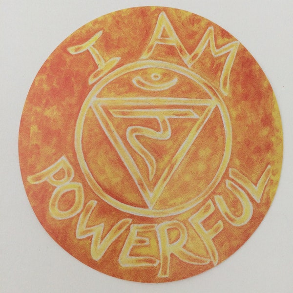 3rd Chakra, Solar Plexus art, Manifesting art, Spiritual art gift, Yoga art, Chakra Sticker, Chakra symbols decor, Manipura, Affirmation Art