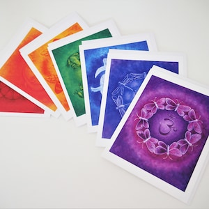 Carte simbolo Chakra, Set regalo di carte d'arte Yoga, regalo d'arte spirituale, carte di guarigione chakra, Regalo consapevolezza, Opere d'arte spirituali per la meditazione