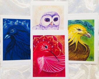 Nature art Card Gift Set, Winged Ones greeting cards, Spiritual Art Card, Healing Art, Inspirational Art, Bird Art Cards, Nature Art Card