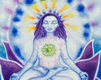 Spiritual Goddess Art Print, Meditating Tara, Visionary Art, Awakening, Feminist Art, Transformation Art, Celestial Art, Spiritual Goddess