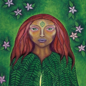 Spring Goddess Art Print, Mother Earth, Gaia art, Pagan Altar Art, Spiritual Goddess, Wicca Altar decor, Awakening, Re-birth, Transformation