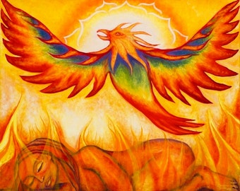 Phoenix Goddess art print, Phoenix art, Fantasy art print, Goddess art gift, Goddess Altar art, Awakening art, Enlightenment, Healing art