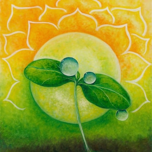 Seedling painting, Gardener&#39;s gift, Visionary art, Gaia art print, Earth Day art, Spiritual art gift, Yoga room decor, Oneness, Sprout, Life