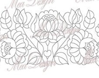 Downloadable Freehand Hungarian Kalocsa Pattern (119.37 x 18.45 cm) | PNG Folk Art