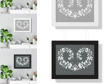 Printable Freehand Hungarian Kalocsa Pattern – Coloured, Flat, Black, and White Motifs with Embroidery Pattern | PNG Folk Art