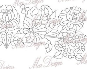 Downloadable Freehand Hungarian Kalocsa Pattern (55x22.18cm) | PNG Folk Art