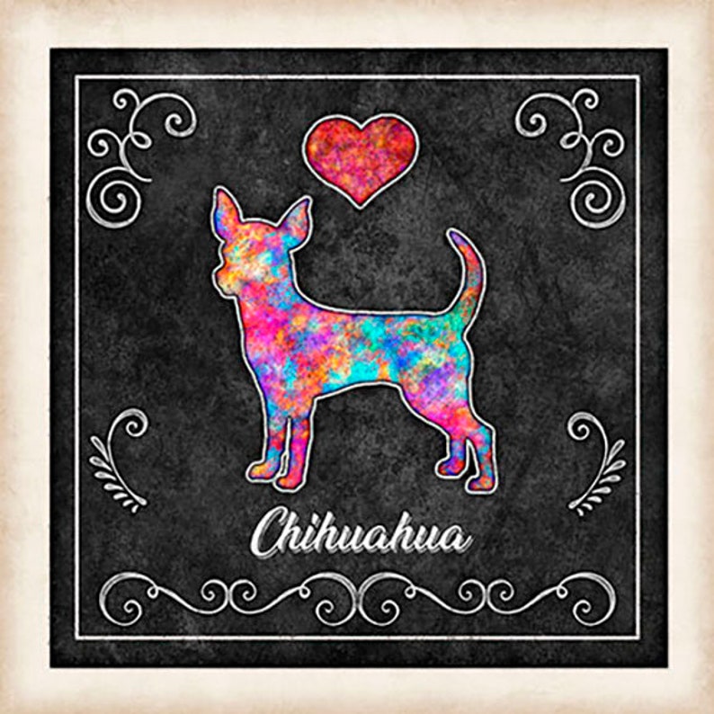 Chihuahua Dog Chalk Art Square Mounted Print by Dan Morris Etsy