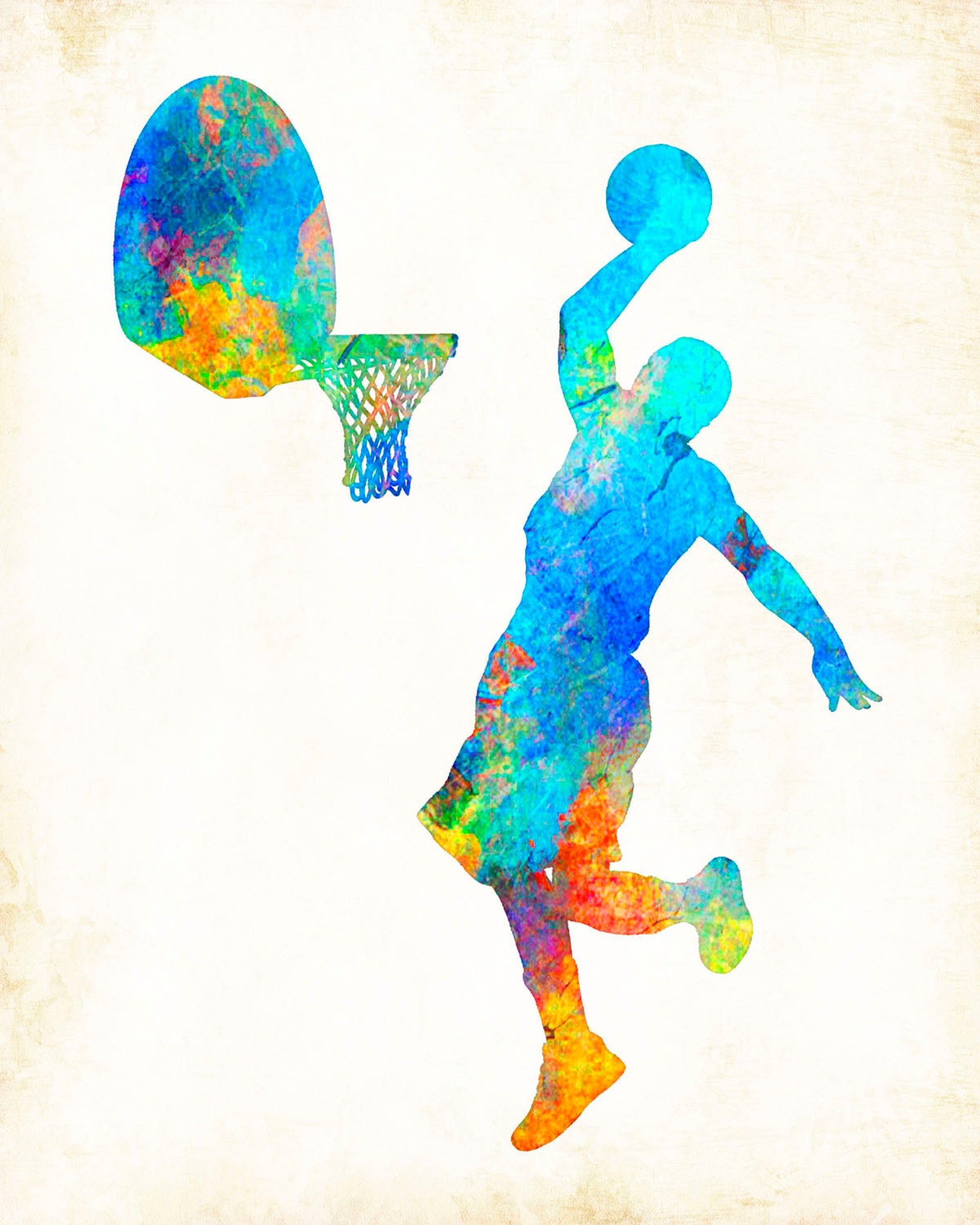 Basketball Player Watercolor Art Print by Signed Artist Dan Etsy