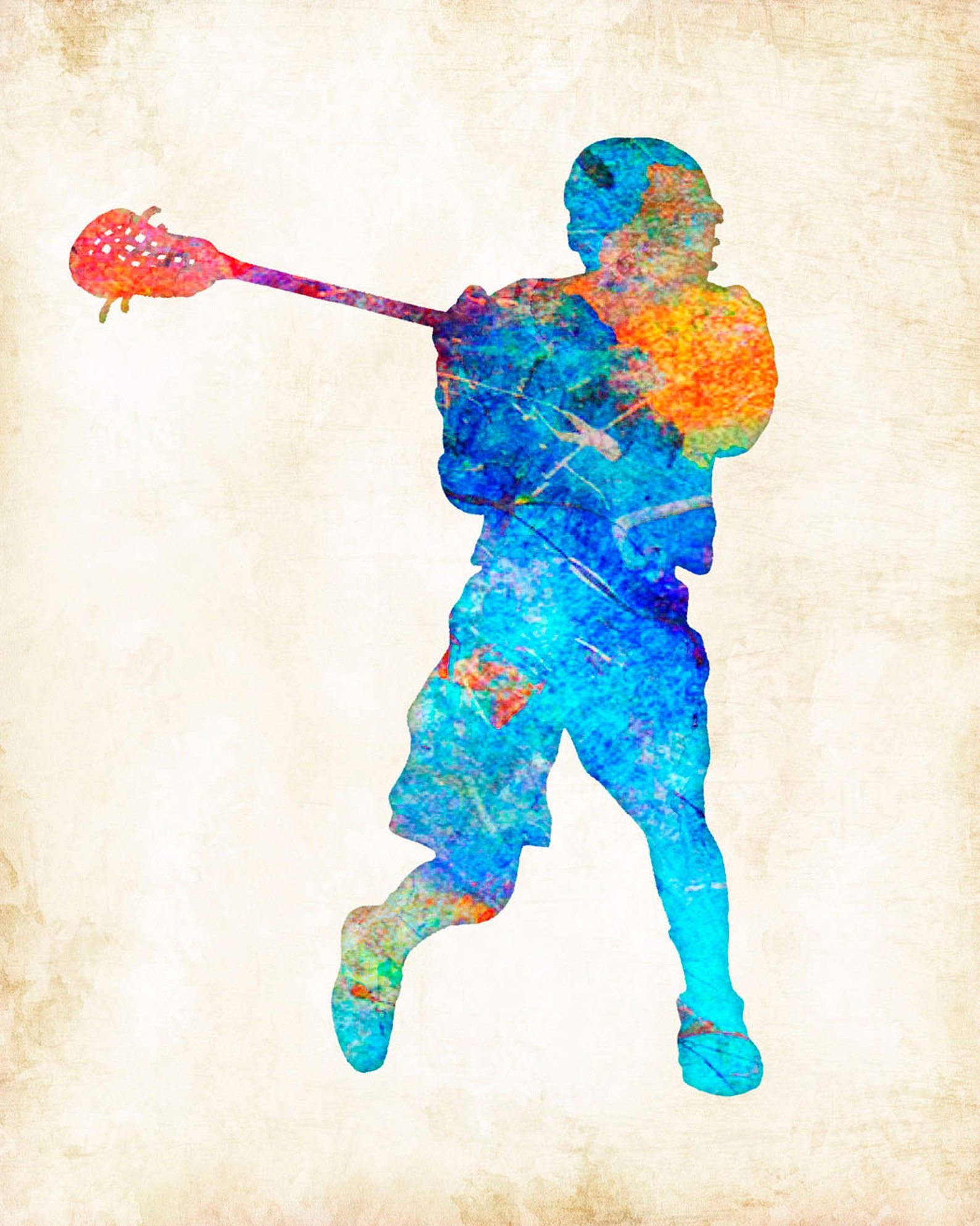 Lacrosse Player Watercolor Art Print Signed by Dan Morris Etsy