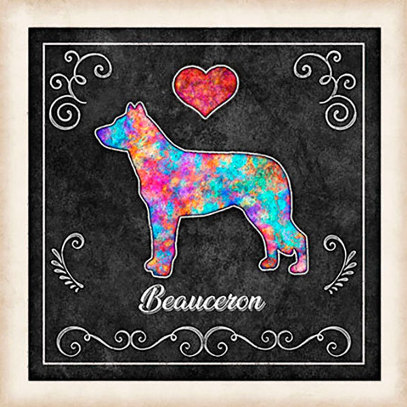In memory of dog Beauceron Dog Chalk Art Square Mounted Print by Dan Morris Add dog name Ready to Hang artwork great gift item