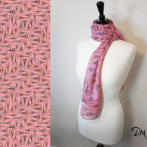 Vintage Scissors Sewing Quilting themed Scarf by Dan Morris, novelty scarf , 100% Polyester Chiffon,designer sewing crafting quilting scarf