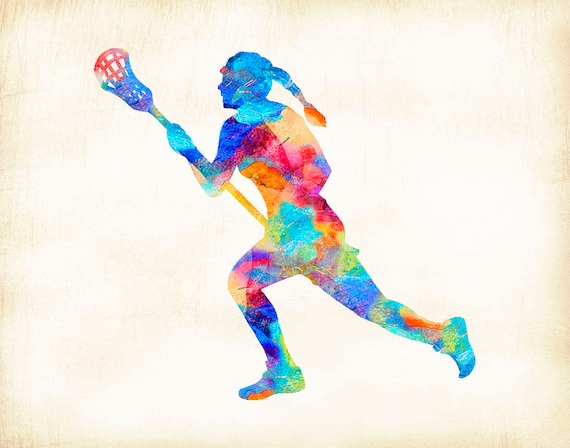 Lacrosse Girl Watercolor Silhouette Art Print Signed by Dan | Etsy