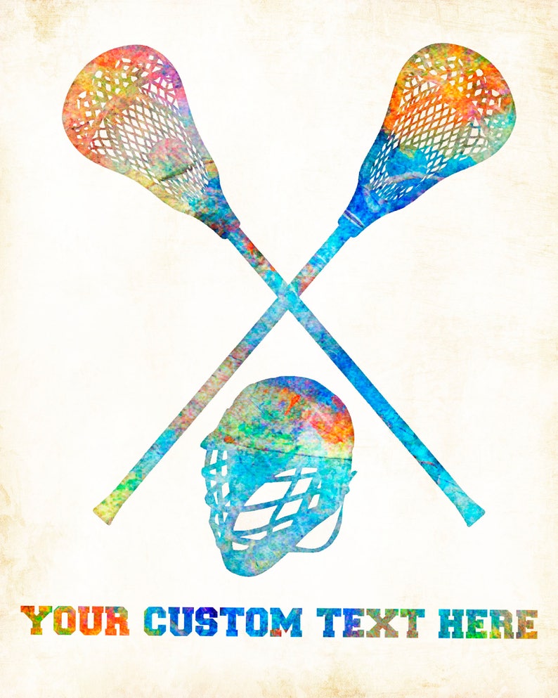 Choose print size Watercolor Lacrosse Gear Option to mount print Titled Watercolor Lacrosse Gear Art Print Signed by Artist Dan Morris