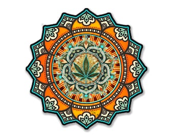 Dan Morris Weed Mandala Decal by Dan Morris, perfect for any indoor outdoor use,sticker RV, Car,Cooler, ©Dan Morris, Hippie, Weed