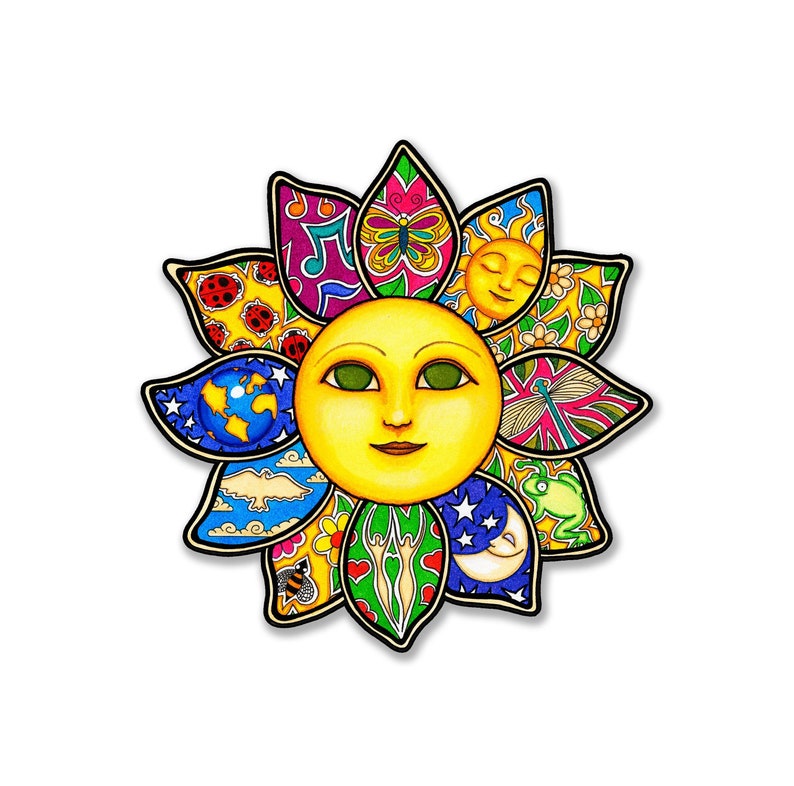 Sun Flower Vinyl Sticker Celestial Decal by Dan Morris Etsy