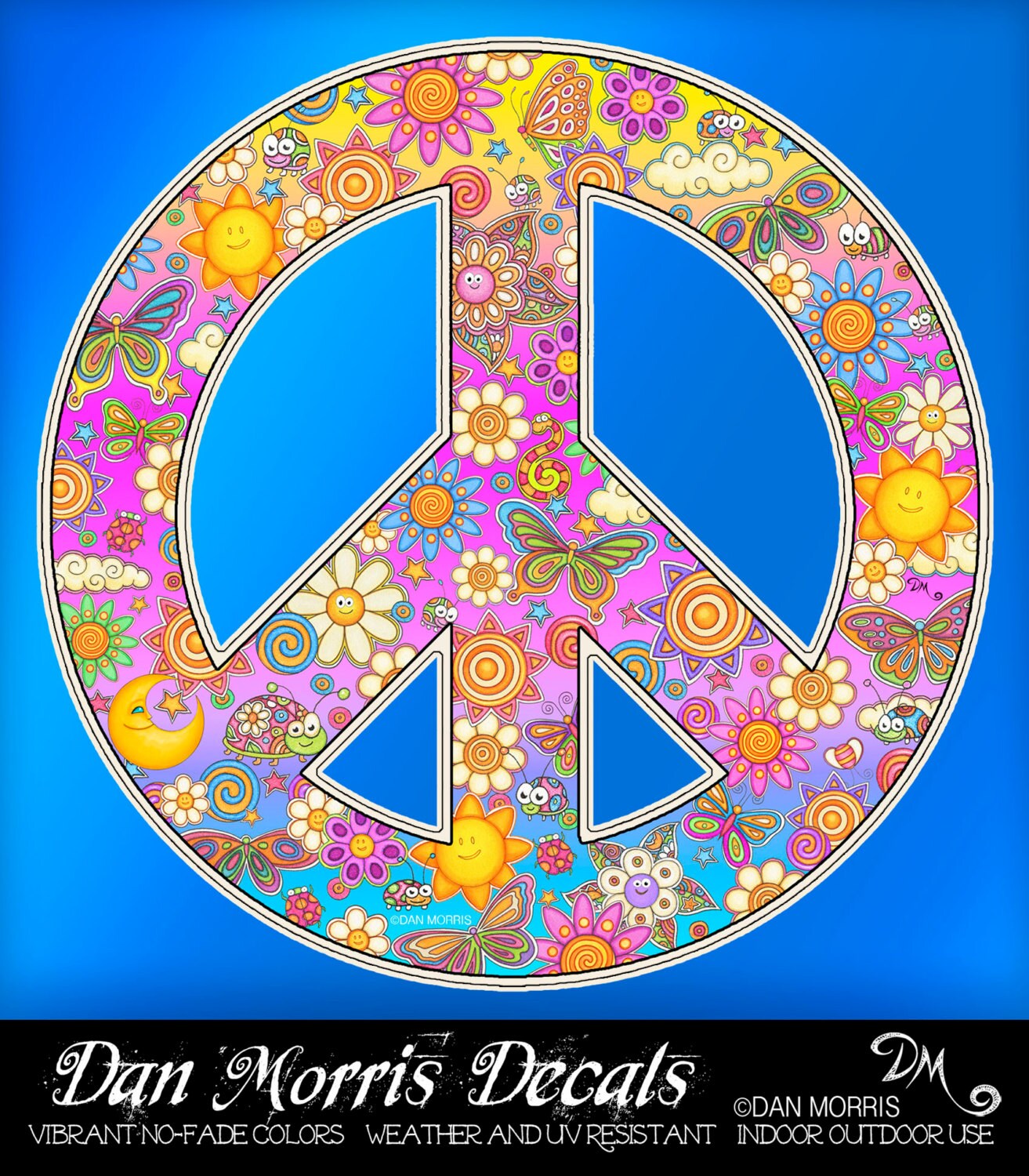 Flower Peace Sign Decal by Dan Morris Perfect for Any Indoor Etsy
